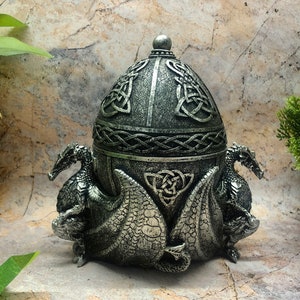 Enchanted Celtic Dragon Trinket Box, Mystical Resin Storage , Intricate Knotwork, Fantasy Decor