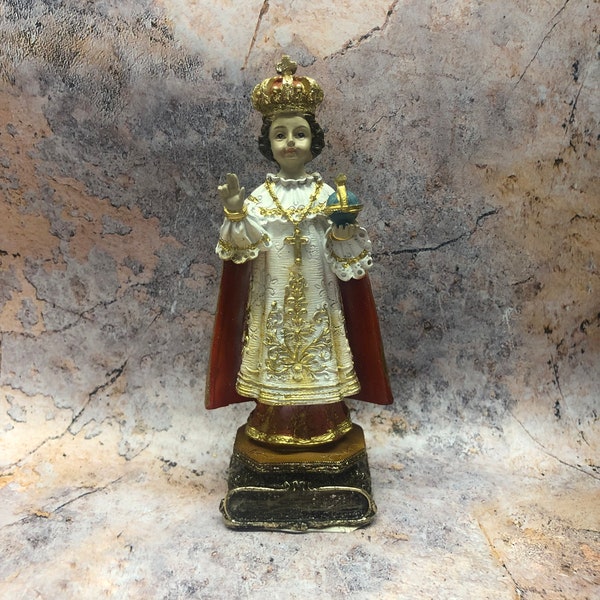 Infant of Prague Lord Saviour Jesus Figurine Resin Statue Religious Ornament Sculpture 13.5 cm