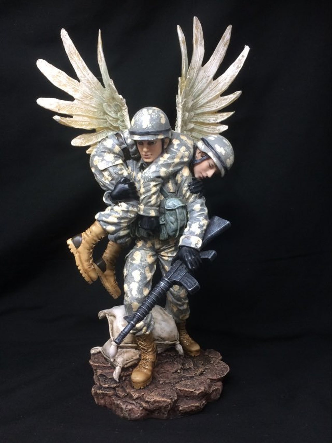 Soldier Guardian Angel Figurine Statue Ornament Military Etsy