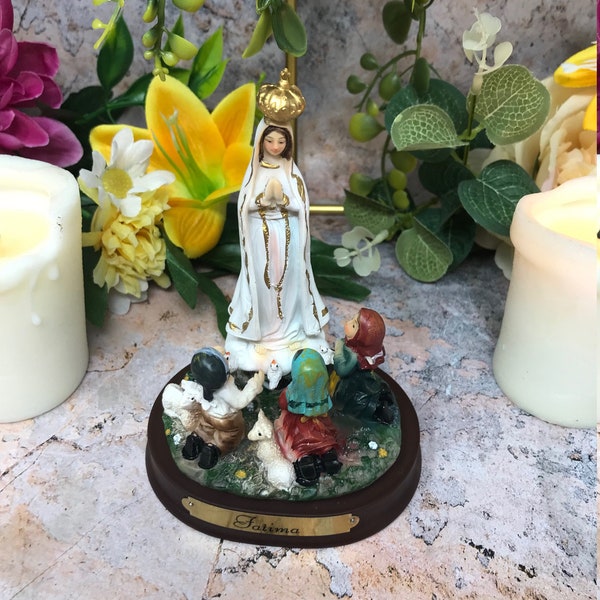 Jungfrau Maria Skulptur Unsere Liebe Frau von Fatima mit Kindern Statue Ornament Figur