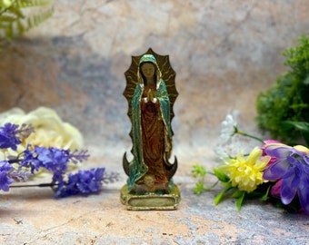 Our Lady of Guadalupe Resin Statue, Elegant Religious Decor, Blessed Virgin Mary, Catholic Faith Figure, 13cm Tall