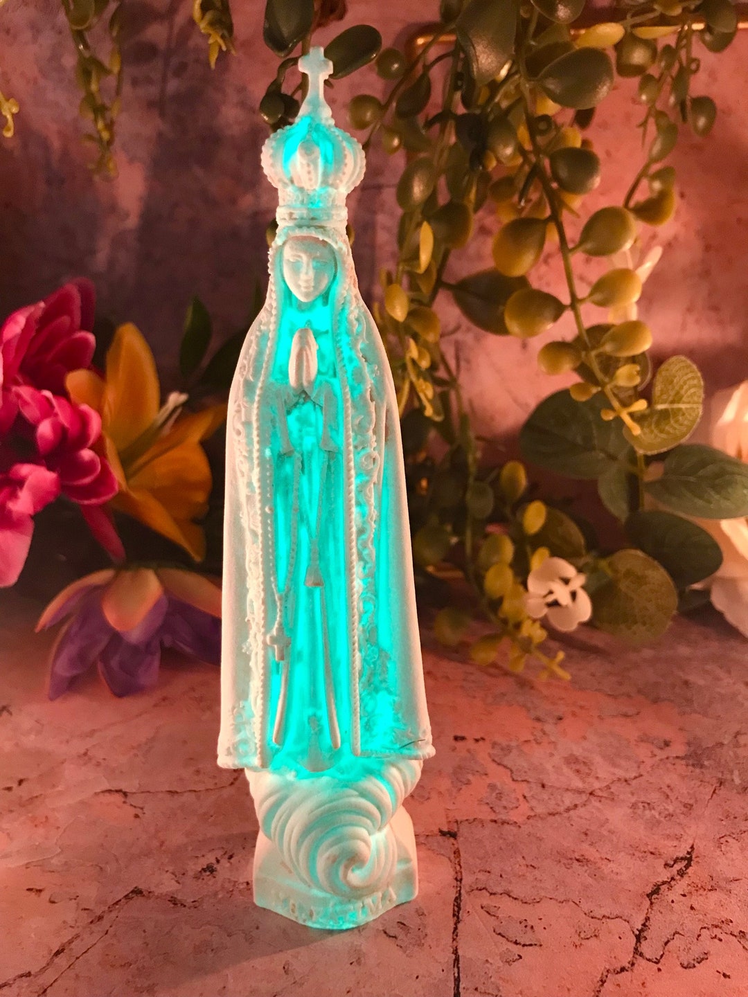 Glow in the Dark Blessed Virgin Mary Our Lady of Fatima Statue Luminous ...