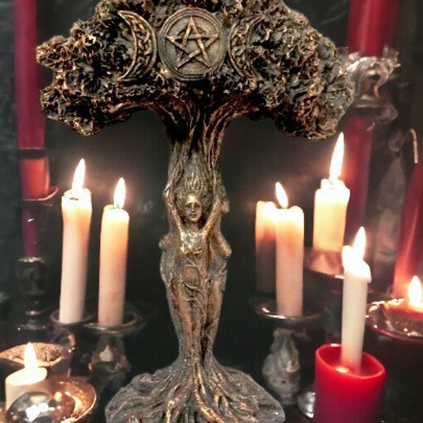 Mother Maiden Crone Triple Goddess Sculpture - Sacred Wicca Pagan Altar Decor and Symbol of Feminine Power