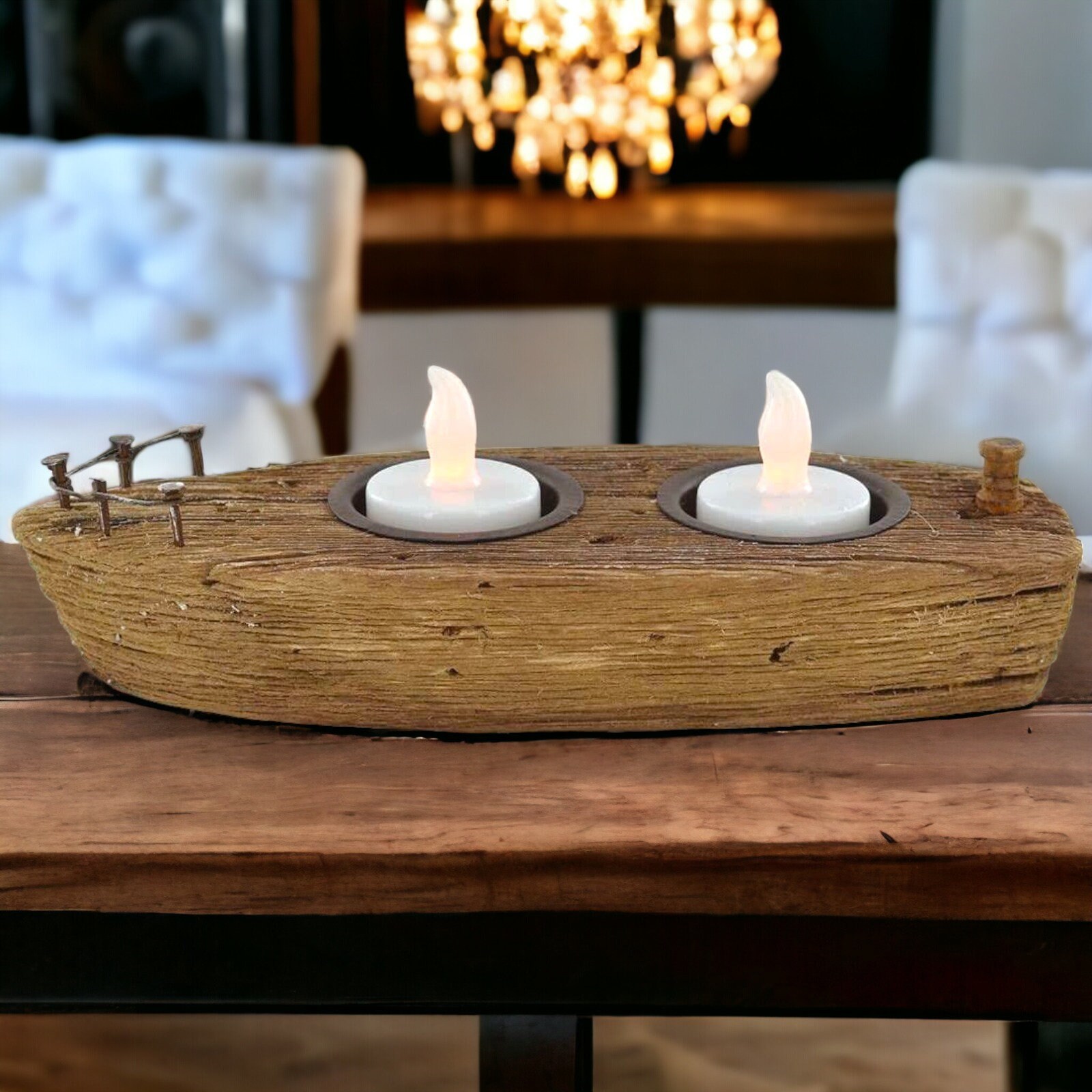 Free Shipping, Beautiful New Handmade Driftwood 3 Tea light Candle Holder  Made from Reclaimed Native Chilean Wood. Candelabra, Candlestick, Tealight