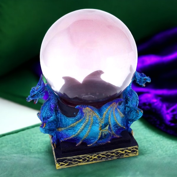 Orbe dragon mystique LED aux couleurs changeantes - Sculpture enchanteresse en résine avec globe illuminé - Décoration d'intérieur magique