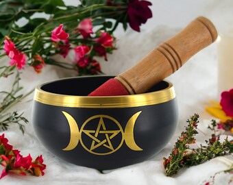 Enchanting Triple Moon Goddess Singing Bowl - Meditation and Sound Healing Instrument, Ritual Bowl Spiritual Decor, Wiccan & Pagan Altar