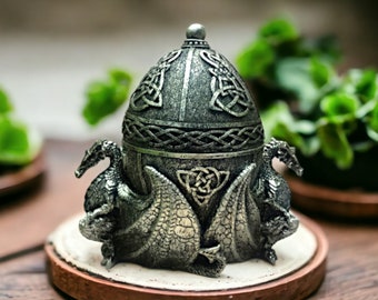 Enchanted Celtic Dragon Trinket Box, Mystical Resin Storage , Intricate Knotwork, Fantasy Decor