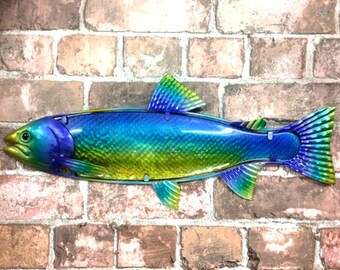 Metal Fish Trout Wall Plaque Ornament Salmon Figure Home Decoration Fisherman Gift