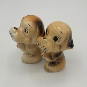 Cute ceramic puppy dog salt and pepper shakers
