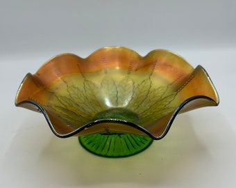 Northwood leaf and beads footed pedestal bowl