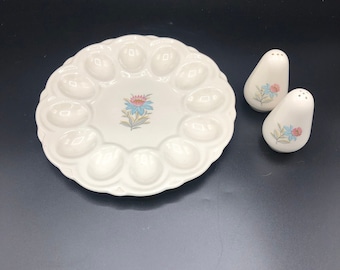 Deviled egg dish with matching salt and pepper shakers