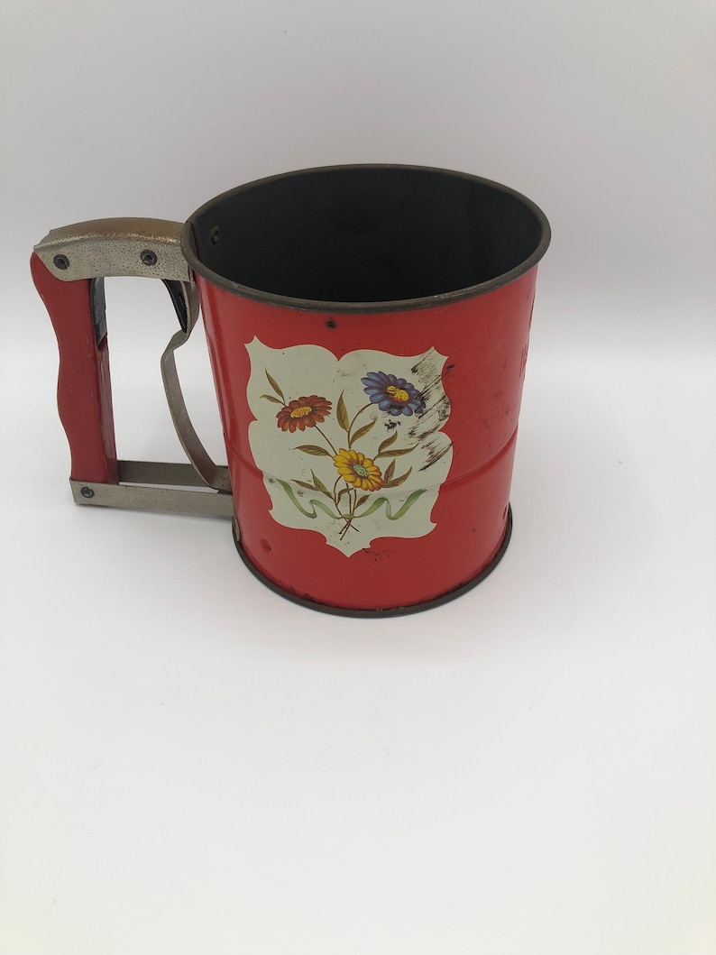 1940's Androck Hand Flour Sifter With Red Wooden Handle Etsy