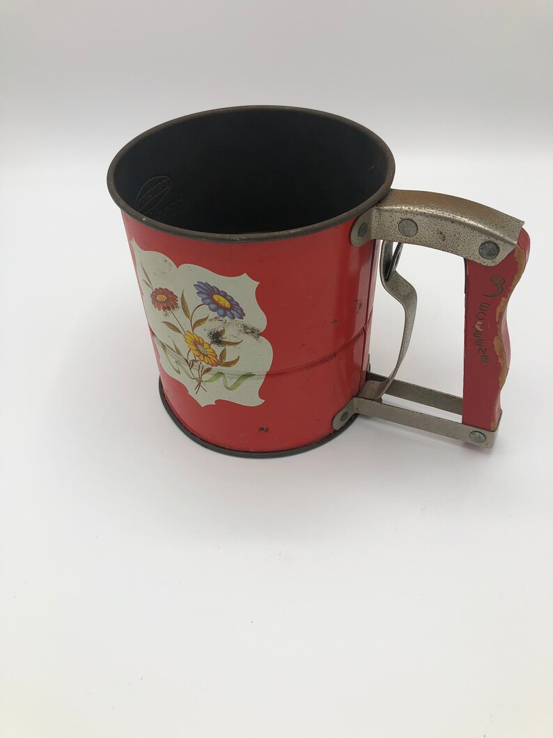 1940's Androck Hand Flour Sifter With Red Wooden Handle Etsy