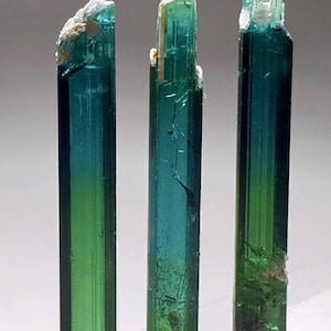 Beautiful peacock color tourmaline etched terminated gemmy crystals 3 pieces