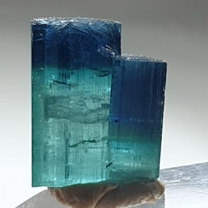 Beautiful indicolite cap tourmaline bi color stepwise crystal