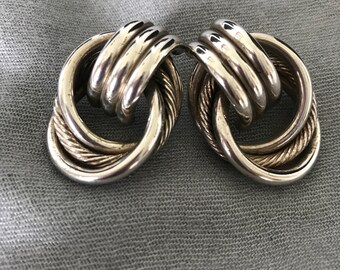 Boucles d’oreilles Vintage grand noeud argent