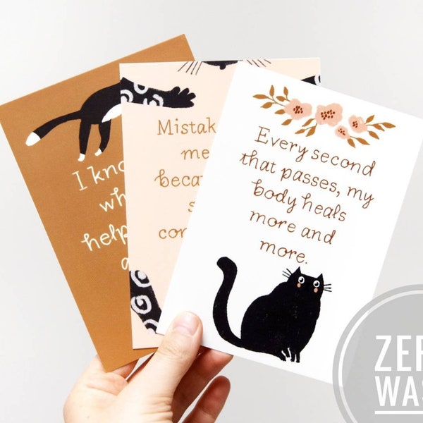 Post Partum Depression Affirmation Cards, Deck for New Mothers, Postnatal Depression, Zero Waste artwork by Binbin