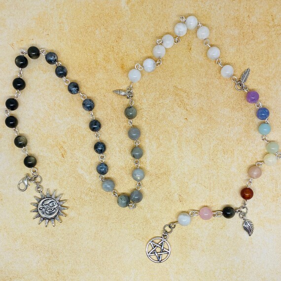 Chain Link Wearable ombré WITCH's LADDER Ritual, Prayer & Meditation Beads - Handcrafted Wicca, Spiritual, Metaphysical, Chakra, Elements