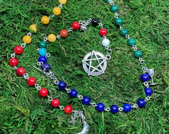 Chain Link Wearable WITCH's LADDER Ritual, Prayer & Meditation Beads - Handcrafted Witch, Wicca, Spiritual, Metaphysical, Chakra, Elements