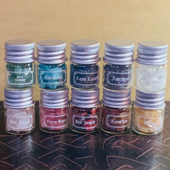 CHAKRA CRYSTALS chips in vials for spell work, balancing