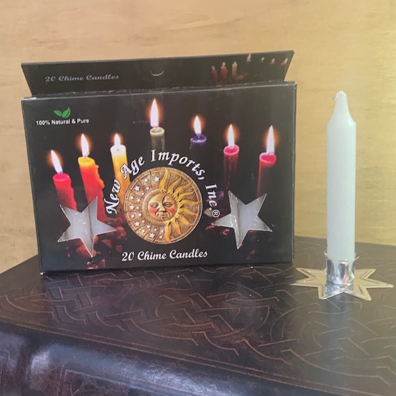 20 pack white CHIME CANDLES with silver HOLDER