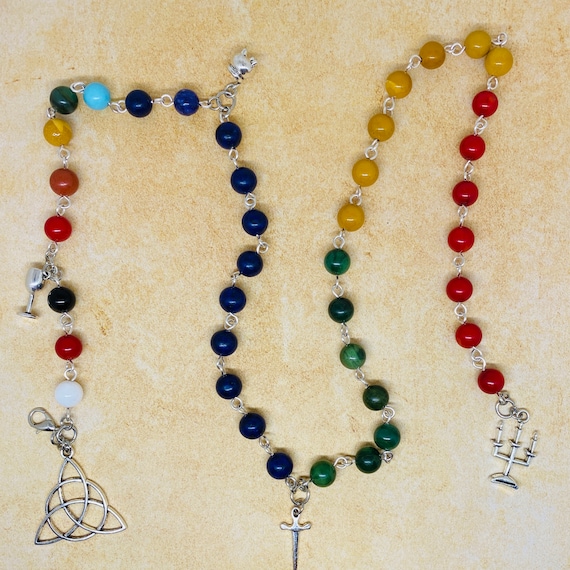 Chain Link Wearable WITCH's LADDER Ritual, Prayer & Meditation Beads - Handcrafted Witch, Wicca, Spiritual, Metaphysical, Chakra, Elements
