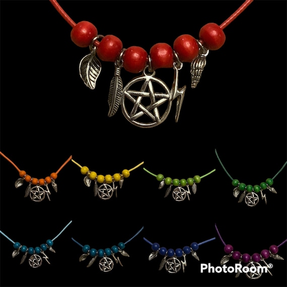 Elemental Charm Necklace Pagan Witch Wicca Pentacle Pentagram