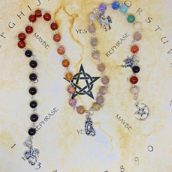 Chain Link Wearable ombré WITCH's LADDER Ritual, Prayer & Meditation Beads - Handcrafted Wicca, Spiritual, Metaphysical, Chakra, Elements