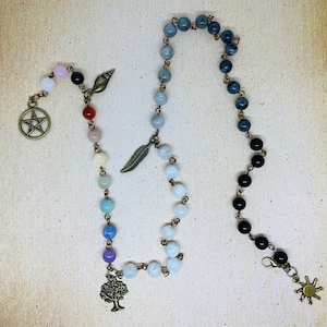 Chain Link Wearable Ombré WITCH&#39;s LADDER Ritual, Prayer & Meditation Beads - Handcrafted, Wicca, Spiritual, Metaphysical, Chakra, Elements