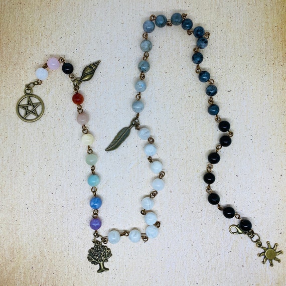 Chain Link Wearable Ombré WITCH's LADDER Ritual, Prayer & Meditation Beads - Handcrafted, Wicca, Spiritual, Metaphysical, Chakra, Elements