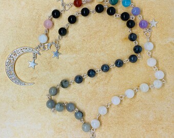Chain Link Wearable ombré WITCH's LADDER Ritual, Prayer & Meditation Beads - Handcrafted Wicca, Spiritual, Metaphysical, Chakra, Elements