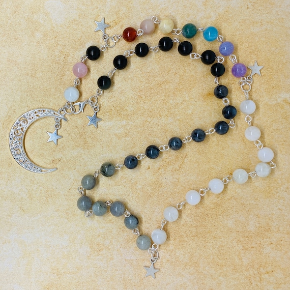 Chain Link Wearable ombré WITCH's LADDER Ritual, Prayer & Meditation Beads - Handcrafted Wicca, Spiritual, Metaphysical, Chakra, Elements