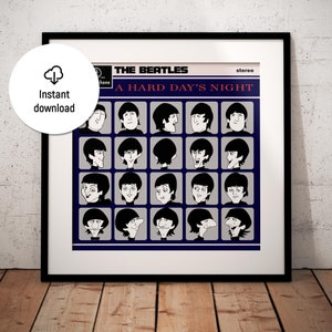 The Beatles Digital Art - A Hard Day’s Night Caricature Print - Fab Four Wall Decor - Classic Rock Band Poster - Gift for Beatles Fans