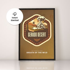 Zelda Poster, Legend of Zelda Kunst, Zelda Wandkunst, Zelda Fan Art, Zelda Dekor, Breath of the Wilds, BOTW Poster, Gerudo Wüste