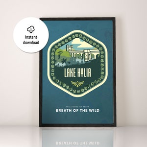Breath of the Wild, Zelda Poster, BOTW, Lake Hylia Poster, Zelda Art Print, Zelda travel poster, Breath of the Wild Poster, BOTW Poster