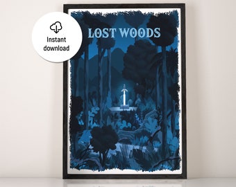 Zelda Breath of the Wild Wall Art – Hyrule Forest Master Sword Digital Print