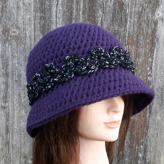 Vintage Handmade Textured Hat Elegant Cloche Handmade in Textured Velvet with Black Satin  main image 3
