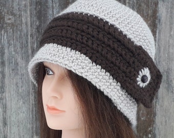 Woman Crochet Hat, Ladies Cloche Hat, Handmade Hat, Vintage Style Hat, 1920s Style Hat, Winter Spring Autumn Hat