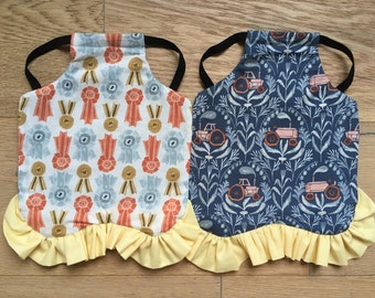 Chicken Saddles -Hen Aprons -  2 PACK- Poppy Prairie with a Frill