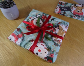 Fabric Gift Wrap - RIBBON - Reusable Wrapping Paper - Christmas - Wreath Squad