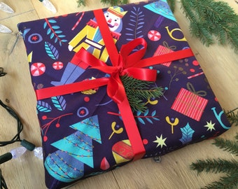 Fabric Gift Wrap - Reusable Wrapping Paper - Christmas - Night of the Nutcracker