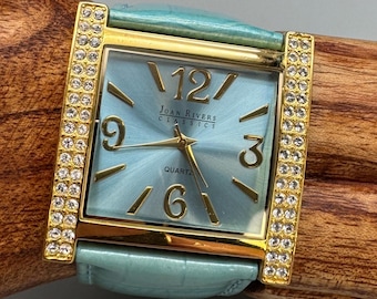 Vintage Jewelry Joan Rivers Blue Denim Wrist Watch  display picture 2