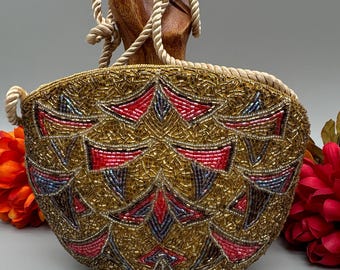 Bolso vintage de los años 80 con lentejuelas y cuentas.