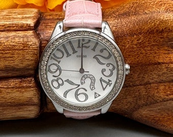 Guess Women's Pink Leather Watch