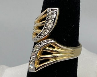 14K GP Wrap ring w small crystal accents.  Adjustable size