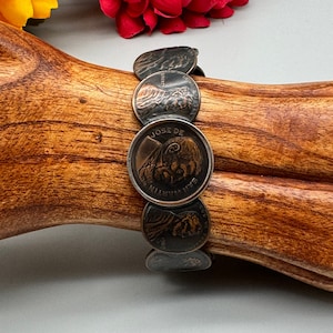 RZADKIE - Bransoletka Vintage Penny Cuff - monety z lat 1954 - 1974