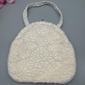 Vintage Walborg faux pearl beaded handbag made in Belgium, circa 1960s