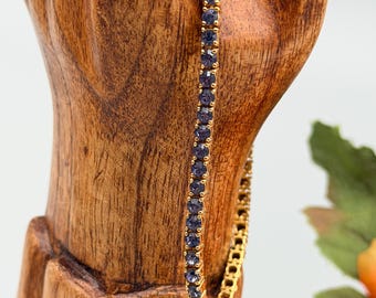 Vintage Joan Rivers Gold Tone Lavender Tennis Bracelet