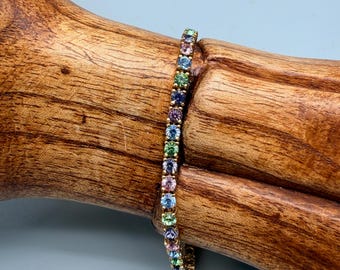 Vintage Joan Rivers Gold Tone Multicolor Tennis Bracelet