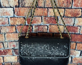 Vintage Whiting and Davis International Black Metal Mesh Purse